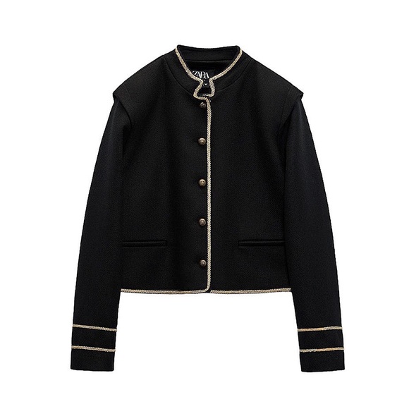 ZARA | Cropped Jacket With Gold Details - Picture 4 of 9